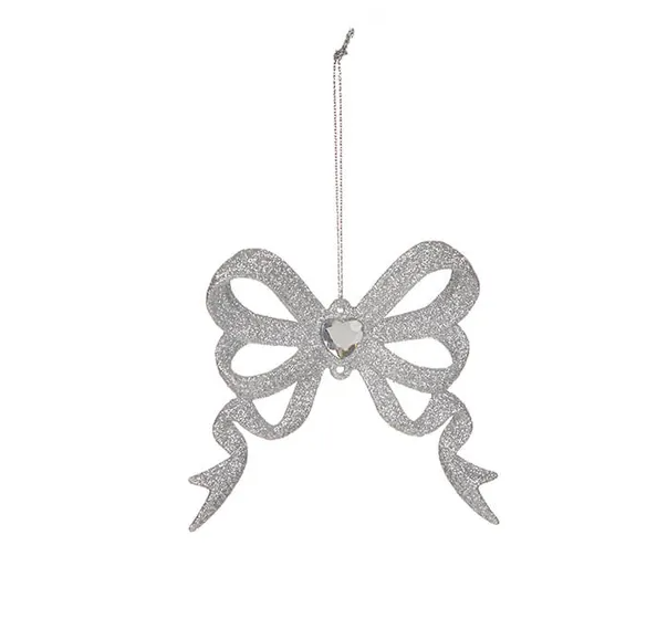 Silver Bow Hanging - 10cm