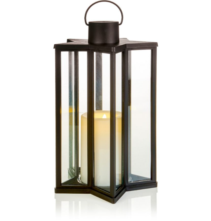 Lit Plastic Star Shape Black Lantern - 23cm