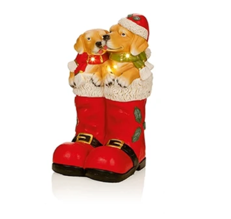 44cm Battery Operated Lit MGO Dogs in Santa Boots