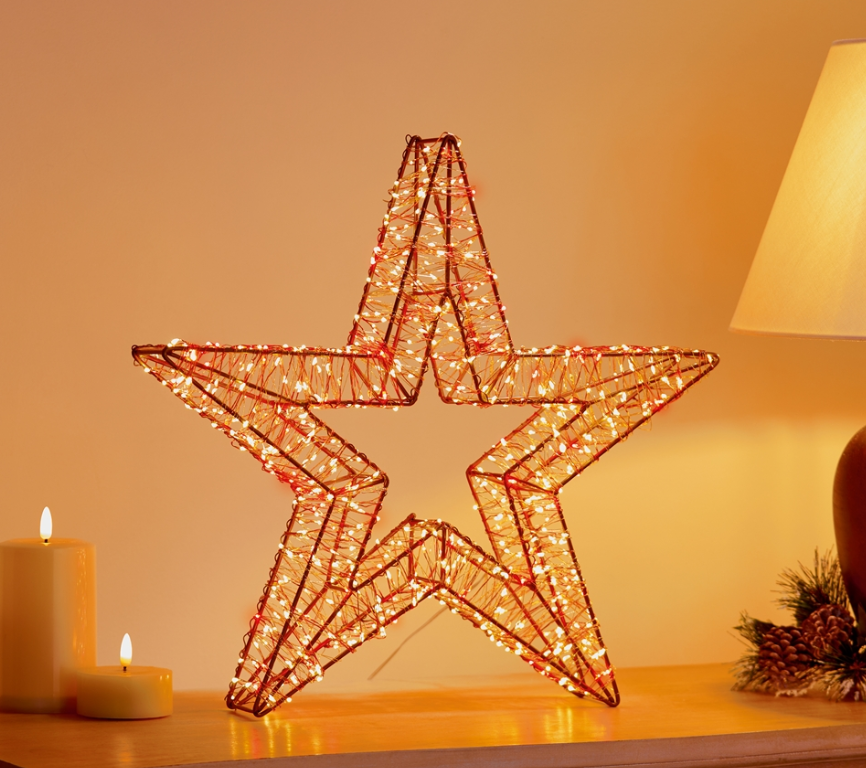 45cm Premier Rose Gold Star with 750 Red and Warm White LEDs