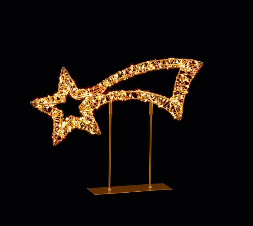 Premier Gold Table Top Shooting Star with 500 Red and Warm White LEDs (45cm)