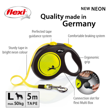 Flexi Neon Tape Large, Yellow 5m (up to 50kg)