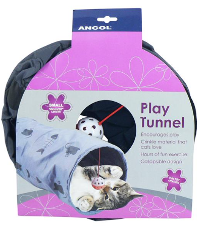 Cat Play Tunnel Grey Collapsible 50cm
