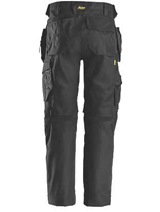 Snickers Canvas+ Stretch Work Trousers with Holster Pockets - Black