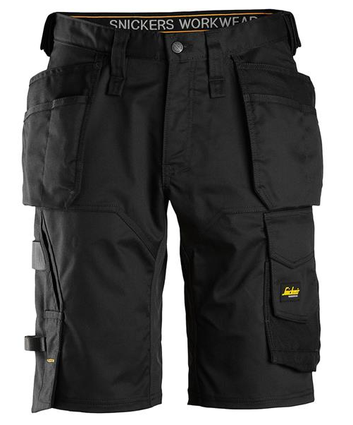 Snickers Stretch Loose Fit Work Shorts Holster Pockets, Black