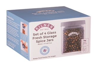 Kilner Fresh Storage 4pc Spice Jar Set 0.16lit