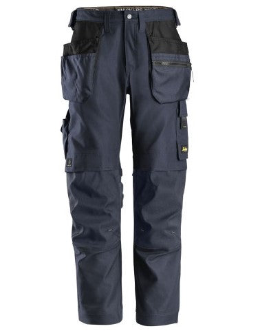 Snickers Canvas+ Stretch Work Trousers Holster Pockets Navy
