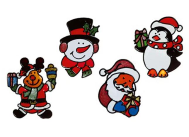 Window Clings 4 Assorted Christmas Designs 18cm - 1pc Only