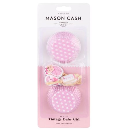 Mason Cash Vintage Baby Girl Cupcake Cases and Toppers 48 PC