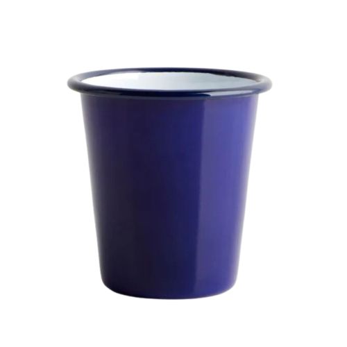 Enamel Tumbler Cup 8cm - Blue with White Rim