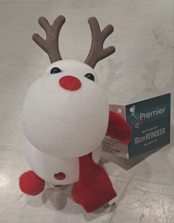 10cm Lit Battery Operated Flock Reindeer