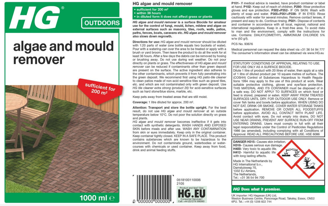 HG Garden Green Slime, Algae and Mould Remover - 1L