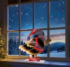 Robin with Santa Hat Mirror Tabletop - 40cm
