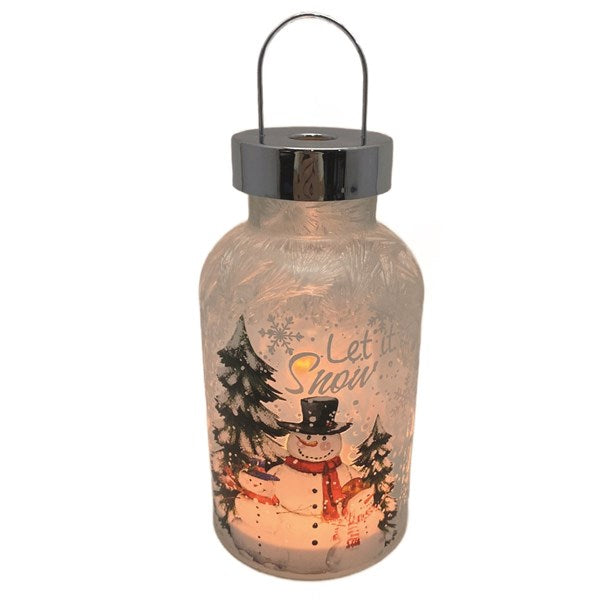 LED Snowman Lantern 25cm