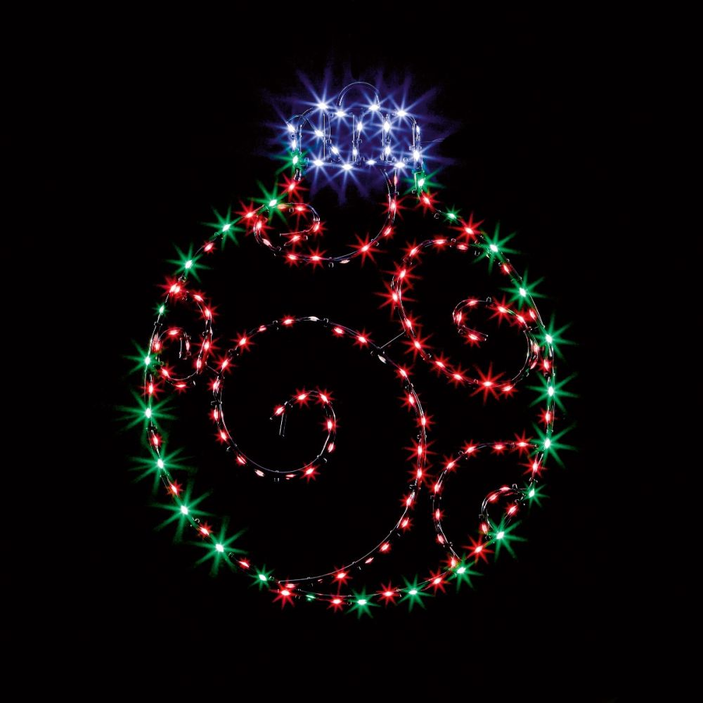 Twinkling Lit Red & Green Bauble with 150 LEDs - 39 x 49cm