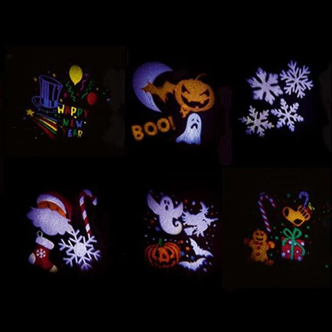 LED Projector with 6 Slides - 2 Halloween & 3 Xmas