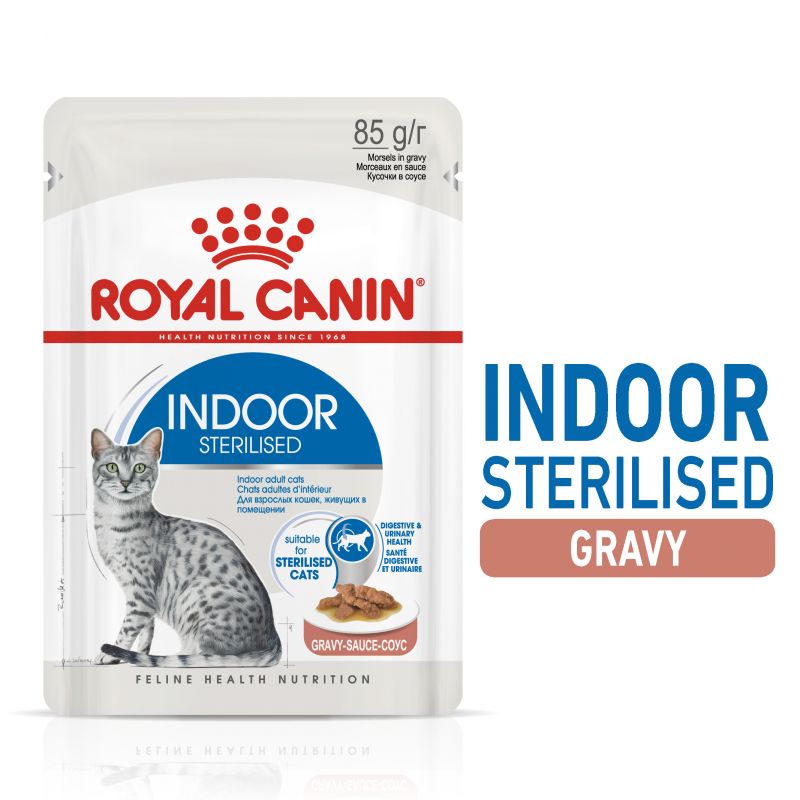 Royal Canin Indoor Sterilised In Gravy Pouches 85g X 12 Pack
