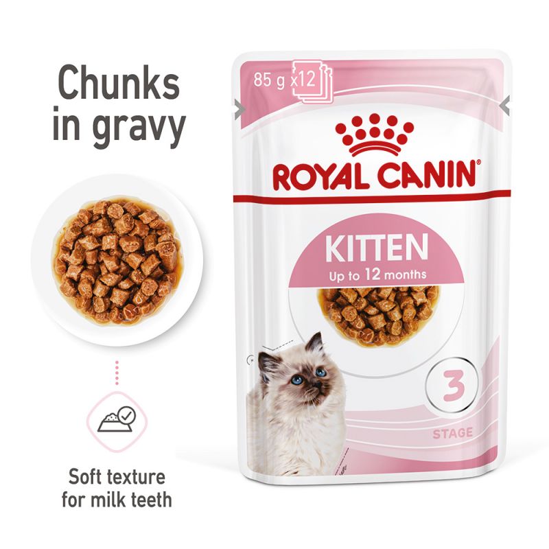 Royal Canin Kitten In Gravy Pouches 85g X 12 Pack