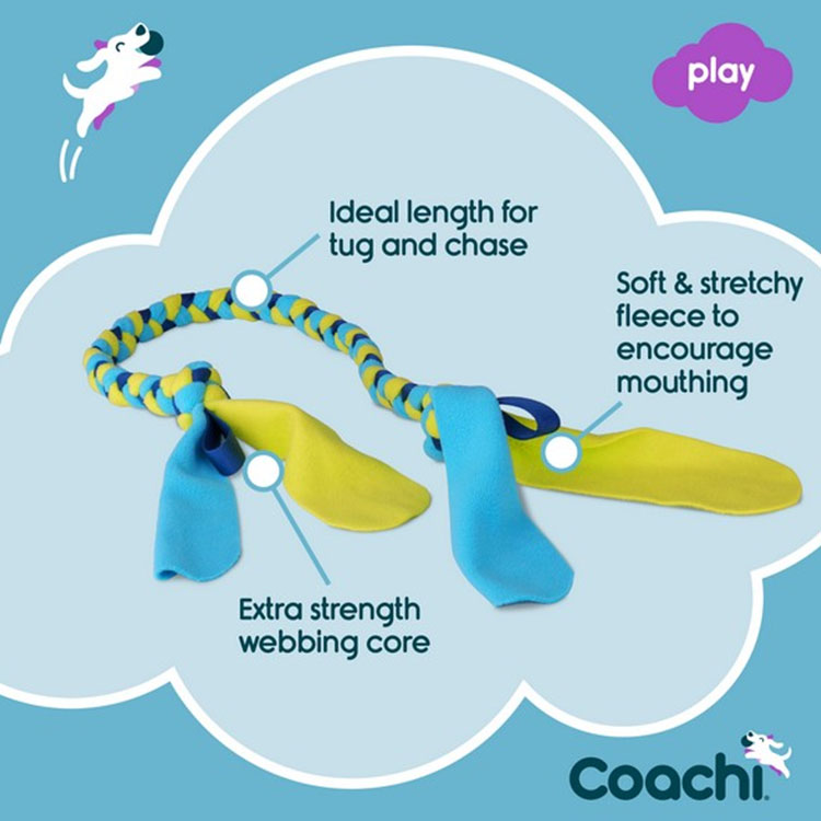 Coachi Tuggi Tug Dog Toy - Navy Lime & Light Blue