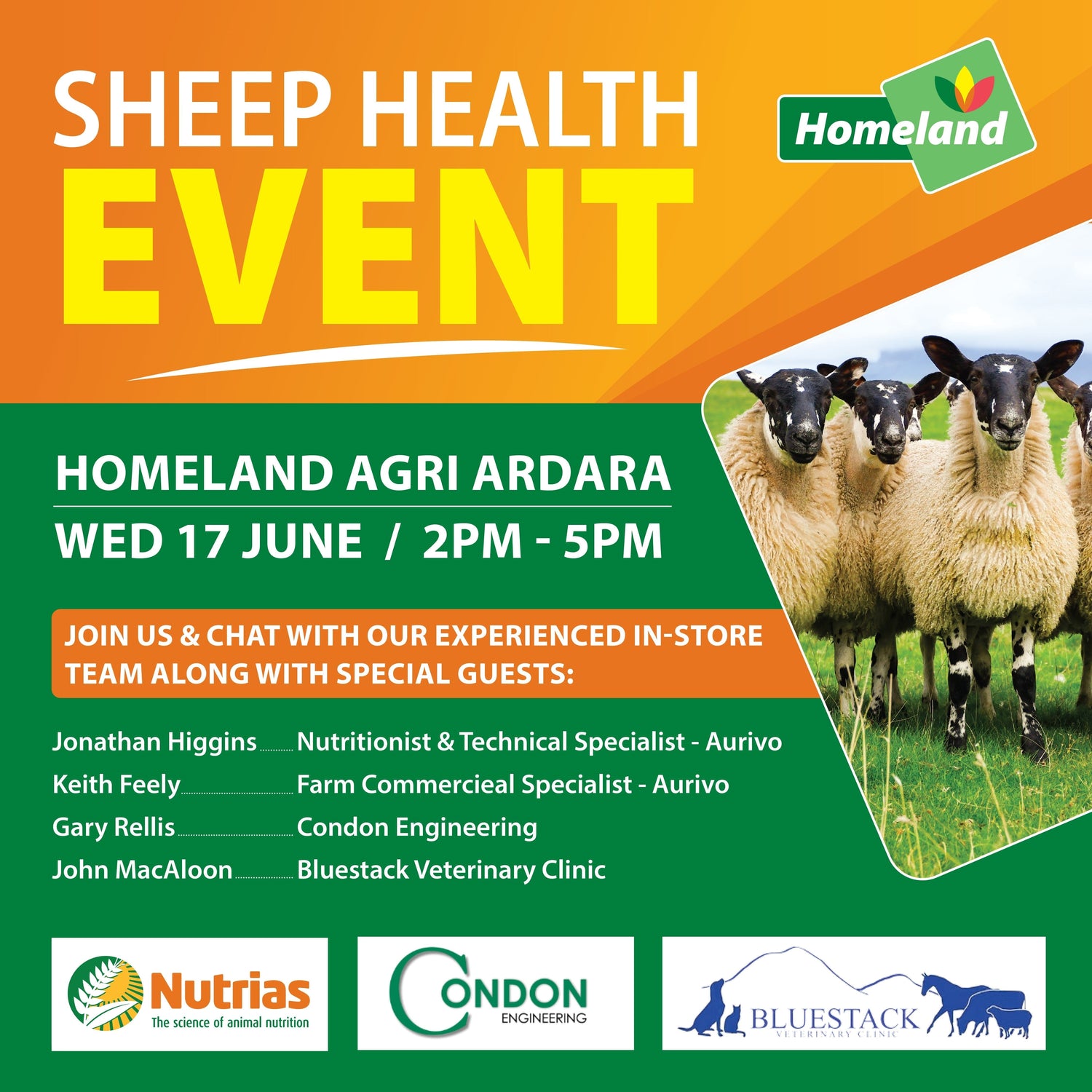 Upcoming Event - 17th June - Sheep Health Event at Homeland Agri Ardara