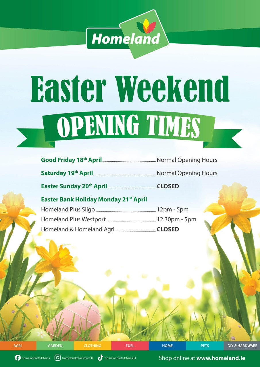 Opening Hours - Easter Bank Holiday Weekend 2025