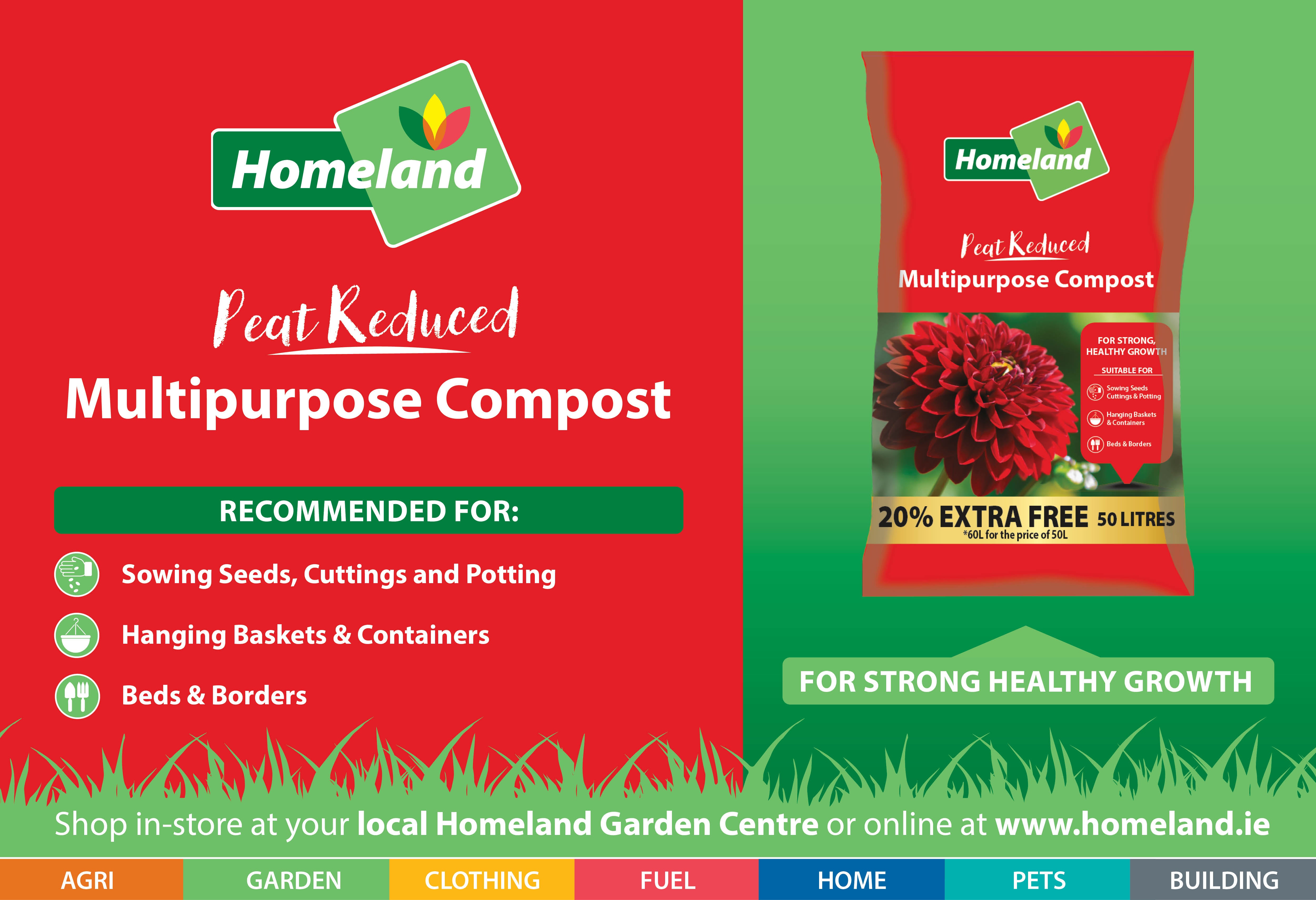 NEW PRODUCT - Homeland Peat Reduced Multipurpose Compost – homeland-ie