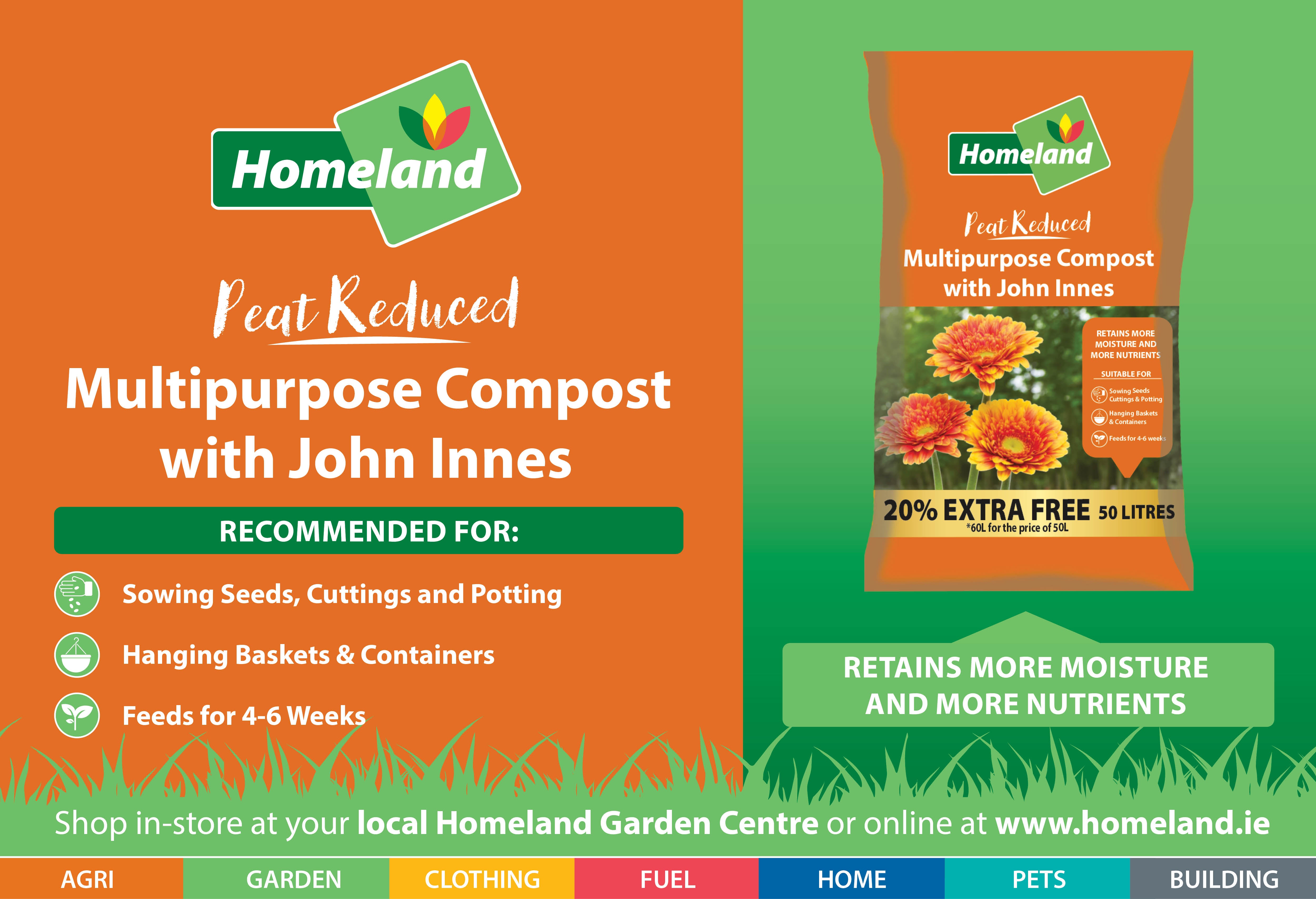 NEW PRODUCT - Homeland Peat Reduced Multipurpose Compost with John Inn ...
