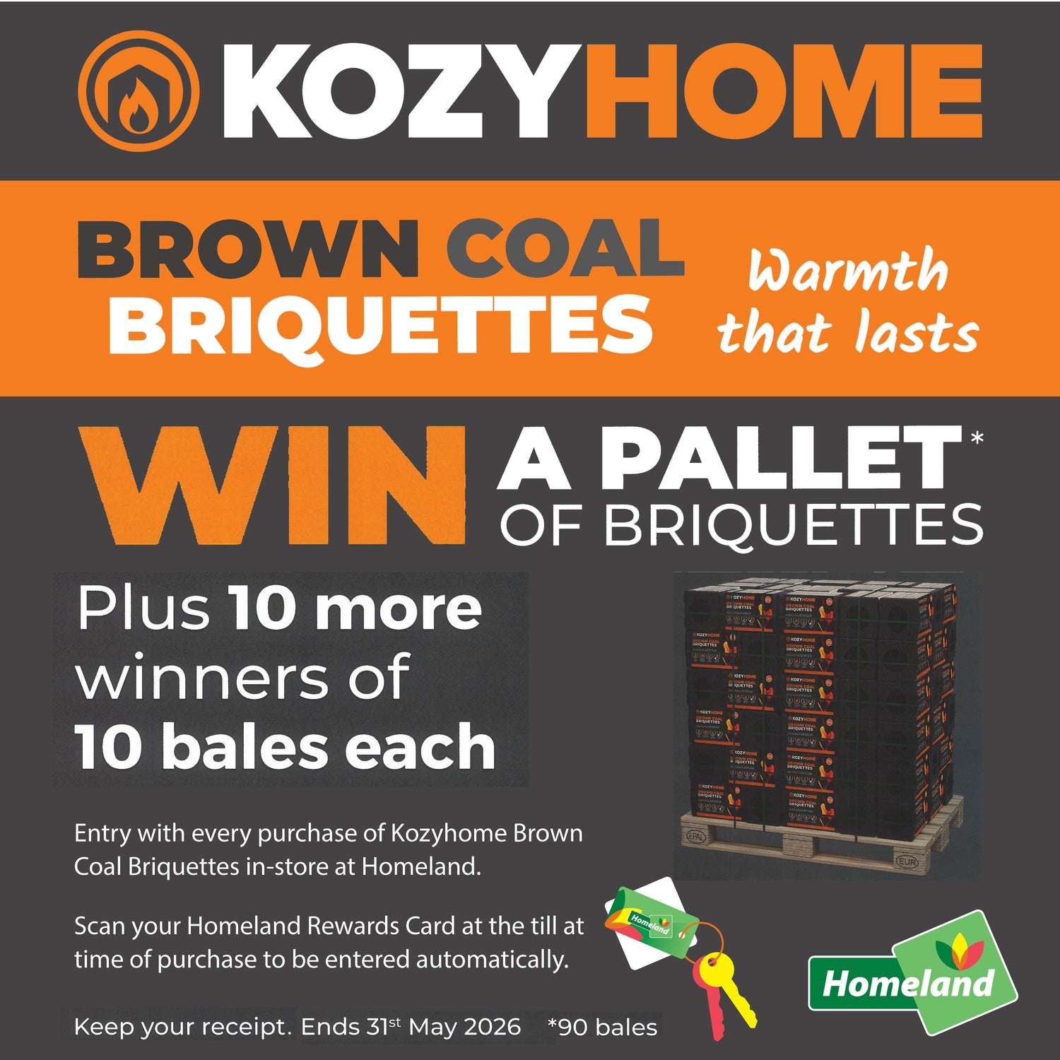 WIN A Pallet of Kozyhome Brown Coal Briquettes