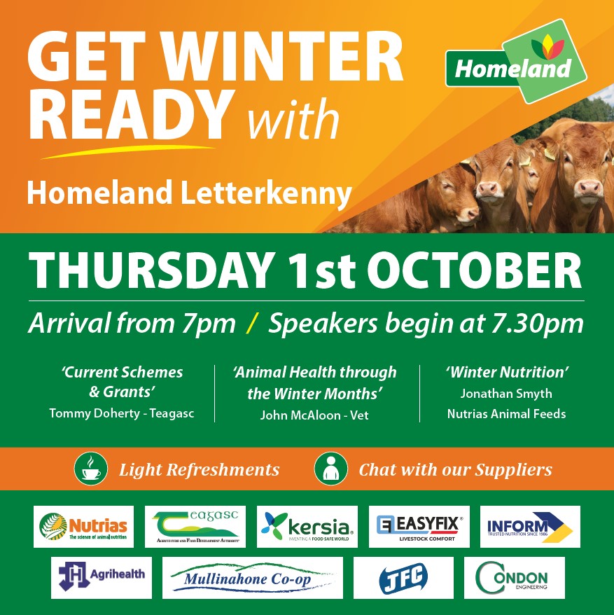 Upcoming Event: Homeland Letterkenny - Get Winter Ready - Thurs 1st Oct