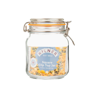 Kilner Clip Top Square Jar 1L