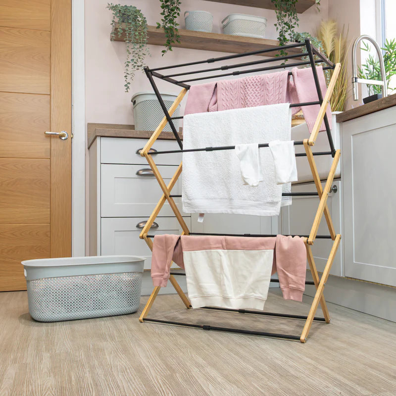 Extendable Bamboo 3 Tier Clothes Airer - 8m