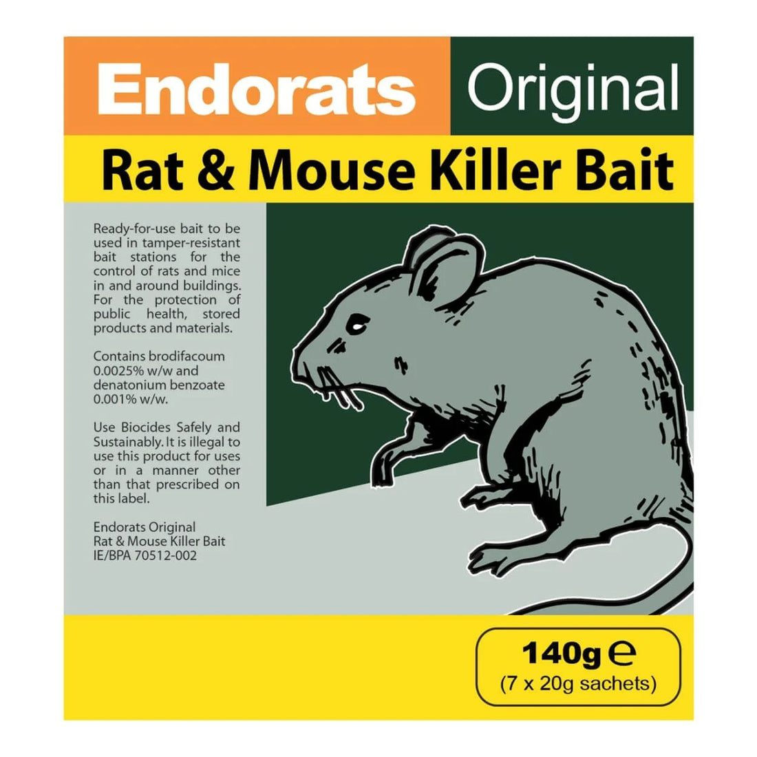 Endorats Original 140G Rat &amp; Mouse Killer Bait
