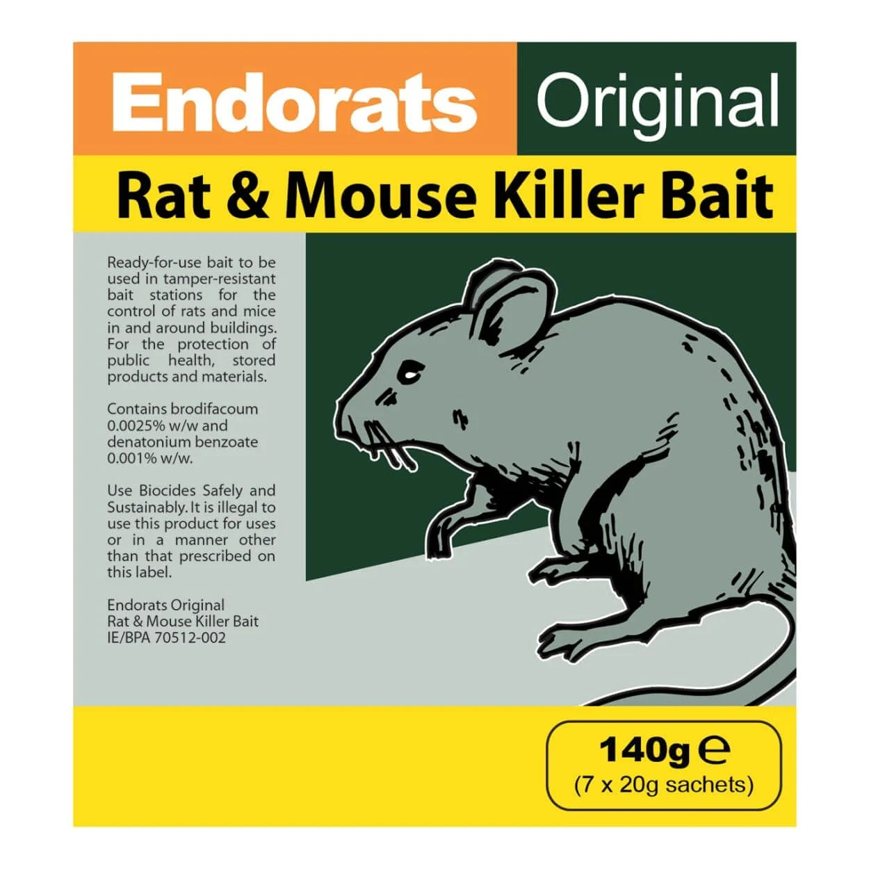 Endorats Original 140G Rat &amp; Mouse Killer Bait