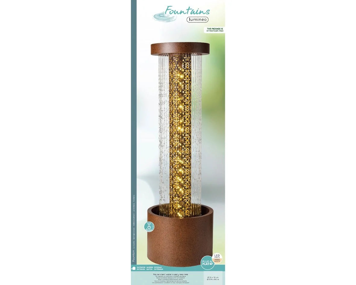 Rustic Cylindrical LED Water Feature