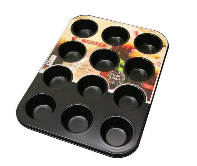 Steelex 12 Cup Deep Bun Tin
