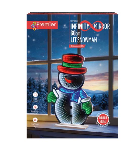 60cm Standing Snowman Infinity Mirror