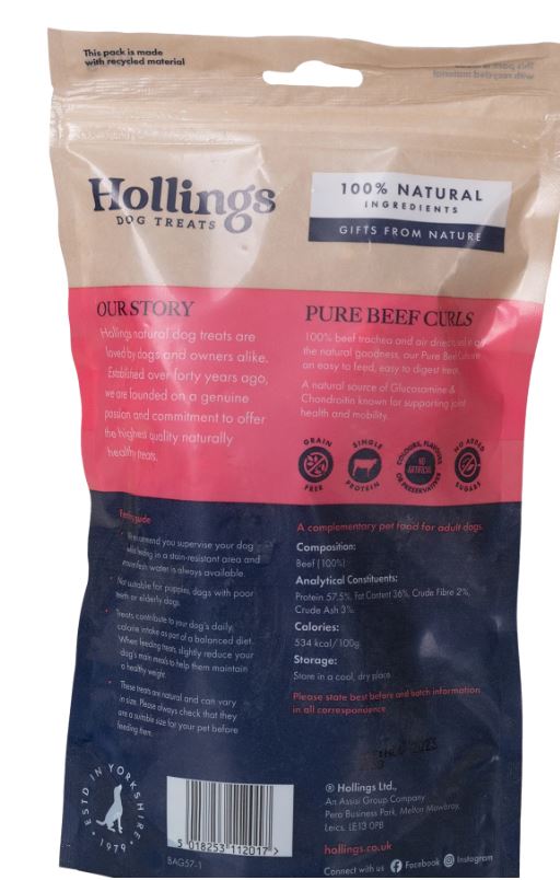 Hollings Beef Curls 100g