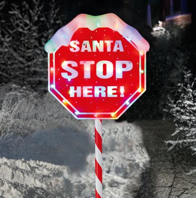 1.1m 30L SANTA STOP HERE Sign