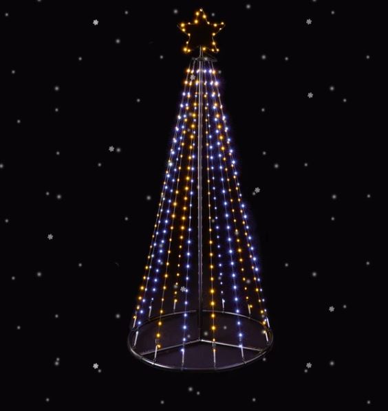 1.4m FlexiBright Warm White LED Cone Pyramid Tree with Star Tree Topper