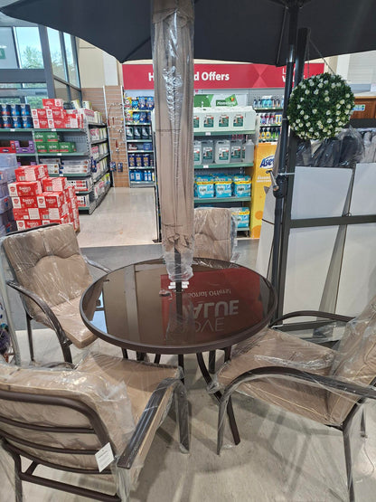 Verona 4 Seater Round Dining Set &amp; Parasol