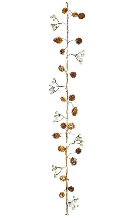 1.65m Battery Operated Rustic Rope Garland with Pine Cones and Berries
