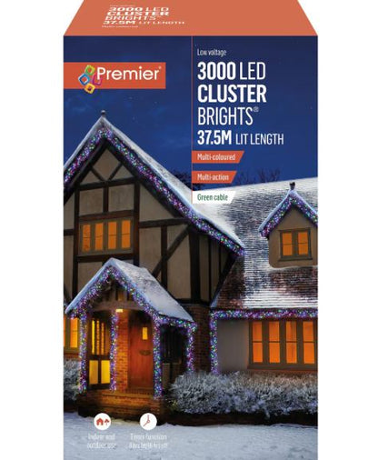 3000 LED Multi-Action Clusterbrights with Timer - Multi Coloured