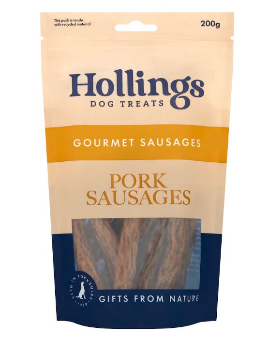 Hollings Pork Sausages Natural Dog Treats 200g