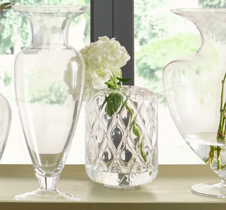 Clear Glass Diamond Optic Vase Small