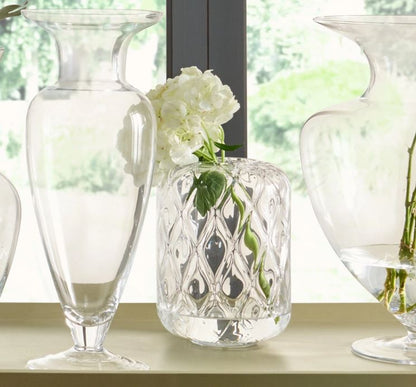 Clear Glass Diamond Optic Vase Small