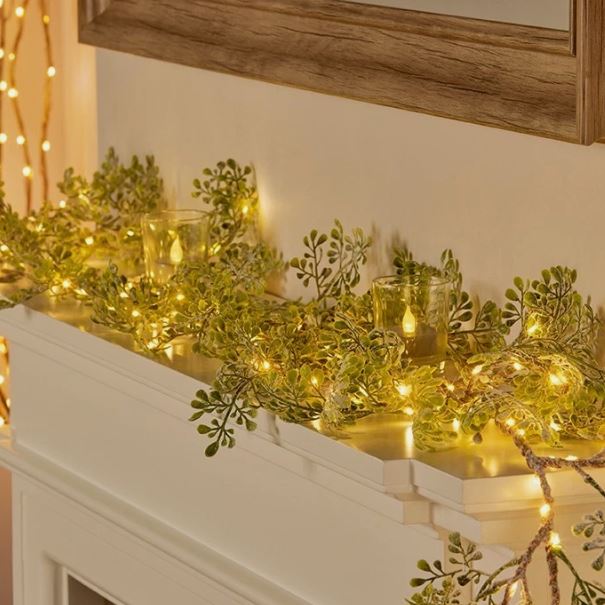 1.8m Evergreen Foliage Garland Pre-Lit with 120 Microbright Warm White LEDs