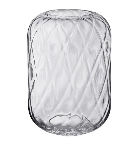 Clear Glass Diamond Optic Vase Large