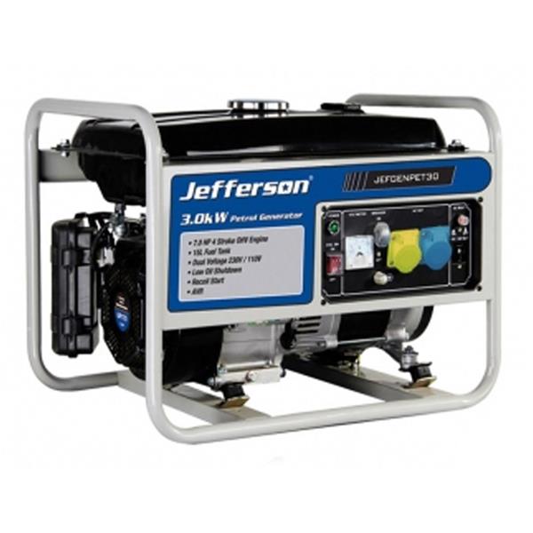 Jefferson 3.0KW Petrol Generator AVR &amp; Recoil Start