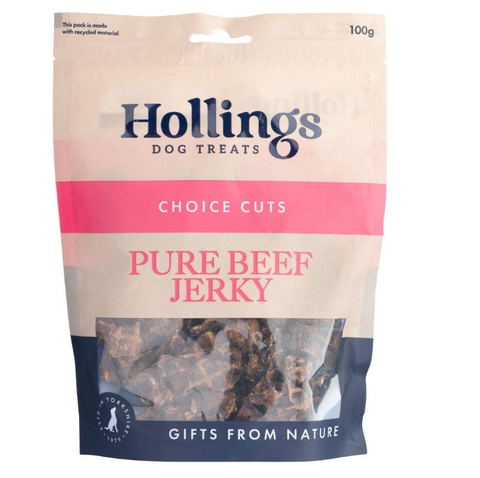 Hollings Pure Beef Jerky Natural Dog Treats 100g