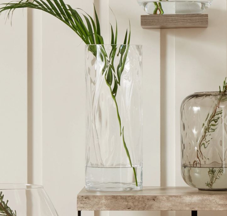 Clear Glass Optic Vase Large